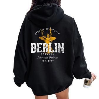Alemania Retro Berlínintage Cuello Women Oversized Hoodie Back Print - Regaloses