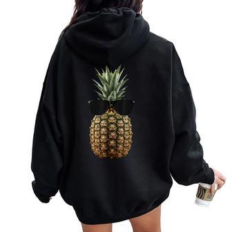Ananas Cool Portant Des Lunettes Deoleil Fruits Drôles Sweat à capuche oversize pour femme avec imprimé dans le dos - Cadeauxyz