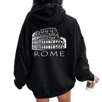 Antiguo Coliseo Romano Roma Italia Roma Texto Camisa Women Oversized Hoodie Back Print - Regaloses