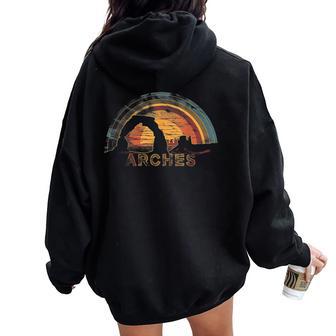 Arches Us National Park Vintage Kids Retro Women Oversized Hoodie Back Print - Thegiftio UK