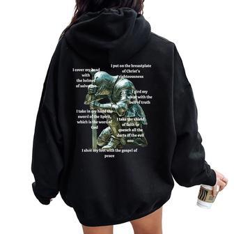 Armor Of God Christian Shield Of Faith Women Oversized Hoodie Back Print - Thegiftio UK