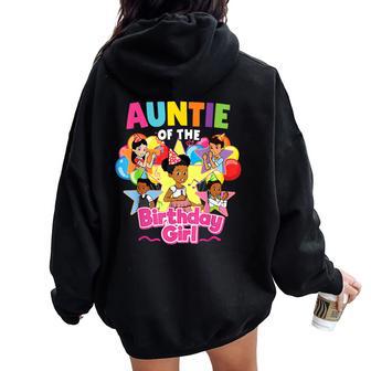 Auntie Birthday Girl Gracie Pink Doll Family Decorations Women Oversized Hoodie Back Print - Thegiftio