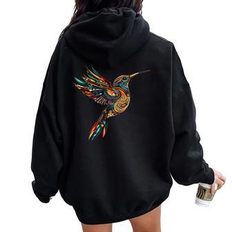 Aztec Humming Bird Mayan Quetzalcoatl Mayan Toltec Inca Women Oversized Hoodie Back Print - Thegiftio UK