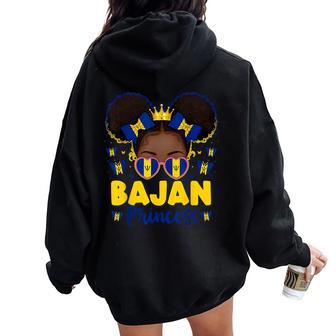 Bajan Princess Barbados Flag Proud Afro Barbadian Girl Women Oversized Hoodie Back Print - Thegiftio UK