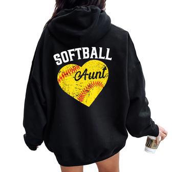 Ball Aunt Heart Softball Women Oversized Hoodie Back Print - Thegiftio UK