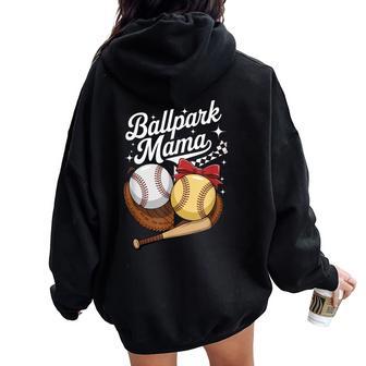 Ballpark Mama Baseball Softball Mom Sports Mother's Day Mom Women Oversized Hoodie Back Print - Thegiftio UK