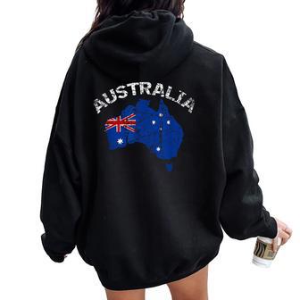 Bandera Australiana Envejecida Australiana Australiana Para Hombres Es Y Niños Women Oversized Hoodie Back Print - Regaloses