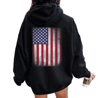 Bandera De Estados Unidos Grunge Look Rojo Blanco Azul Diseño Hombres Es Niños Women Oversized Hoodie Back Print - Regaloses