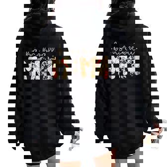 Baseball Mama Leopard Baseball Mom Mother's Day Women Oversized Hoodie Back Print | Seseable UK