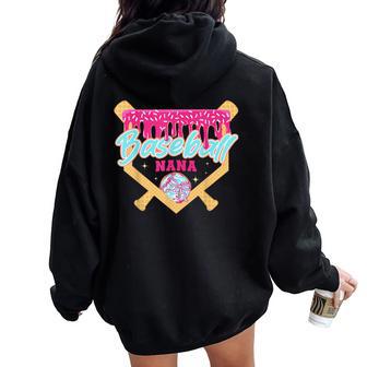Baseball Nana Drip Ice Cream Baseball Season Mother's Day Women Oversized Hoodie Back Print - Thegiftio UK