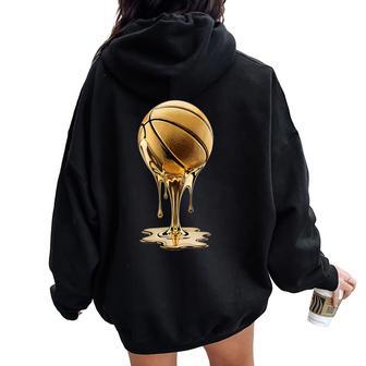 Basketball Drip Gold Dripping Graffiti Ns Women Oversized Hoodie Back Print - Thegiftio UK
