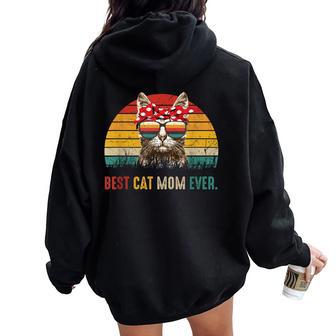 Best Cat Mom Ever Best Cat Mom Ever レディース オーバーサイズ パーカー バックプリント - Kawaiitshirt