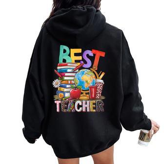 Best Teacher I Love My Teacher Ever Best Teacher レディース オーバーサイズ パーカー バックプリント - Kawaiitshirt