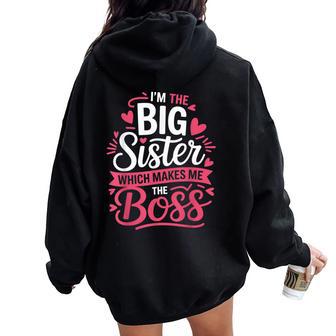 Big Sister Boss Sibling Kids And Adults Women Oversized Hoodie Back Print - Thegiftio UK