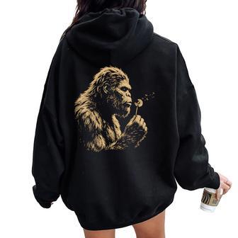 Bigfoot Blowing Dandelion Vintage Sasquatch Women Oversized Hoodie Back Print - Thegiftio UK