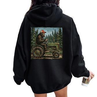 Bigfoot Sasquatch Tractor Farm Farmer Kids Women Oversized Hoodie Back Print - Thegiftio UK