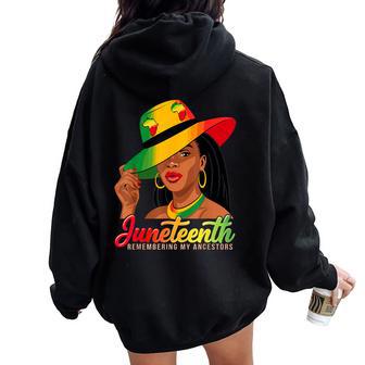 Black Freedom Junenth 1865 Remembering My Ancestor Women Oversized Hoodie Back Print - Thegiftio UK