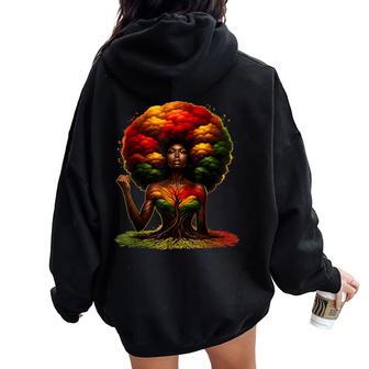 Black Girl Magic Afro Melanin Queen African American Women Women Oversized Hoodie Back Print - Thegiftio UK