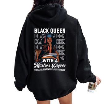Black Queen Masters Degree Graduation Educated Melanin Grad Women Oversized Hoodie Back Print - Thegiftio UK
