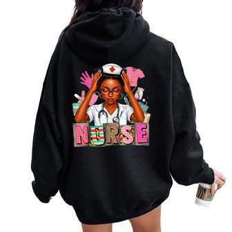 Black History Month African American Nurse For Melanin Women Women Oversized Hoodie Back Print - Thegiftio