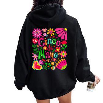 Boho Floral Cinco De Mayo Mexican Party Women Women Oversized Hoodie Back Print | Mazezy