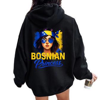 Bosnian Princess Girl Cute Bosnia Flag Pride Kids Women Oversized Hoodie Back Print - Thegiftio UK