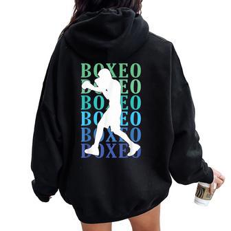 Boxeo Me Llama Boxing Boxeador Atleta Chico Niño Retro Women Oversized Hoodie Back Print - Regaloses