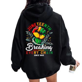 Breaking Every Chain Since 1865 Black Junenth Women Oversized Hoodie Back Print - Thegiftio UK