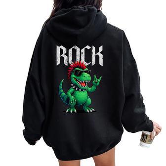 Cadeau De Musique Punk Rock Dinosaure Punk Rock Pour Hommes S Enfants Sweat à capuche oversize pour femme avec imprimé dans le dos - Cadeauxyz