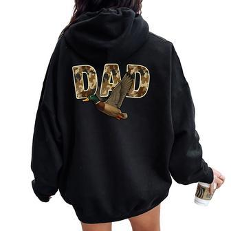 Camouflage Vintage Mallard Duck Retro Camo Hunting Dad Women Oversized Hoodie Back Print - Thegiftio UK
