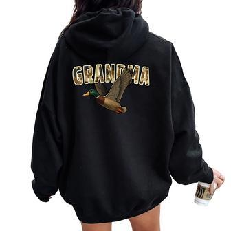 Camouflage Vintage Mallard Duck Retro Camo Hunting Grandma Women Oversized Hoodie Back Print - Thegiftio UK