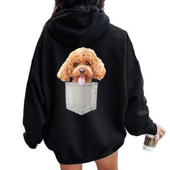 Caniche Perro En Un Bolsillo Dog In A Pocket Regalo Cuello Women Oversized Hoodie Back Print - Regaloses