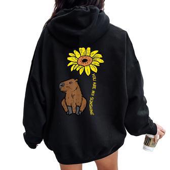 Capybara Sunflower You Are My Sunshine Capy Girls Kids Women Oversized Hoodie Back Print - Thegiftio UK