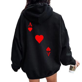 Carte À Jouer As De Cœur Carnaval Costume Poker Sweat à capuche oversize pour femme avec imprimé dans le dos - Cadeauxyz