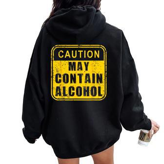 Caution May Contain Alcool Beer Pong Jeu Joueur Sweat à capuche oversize pour femme avec imprimé dans le dos - Cadeauxyz