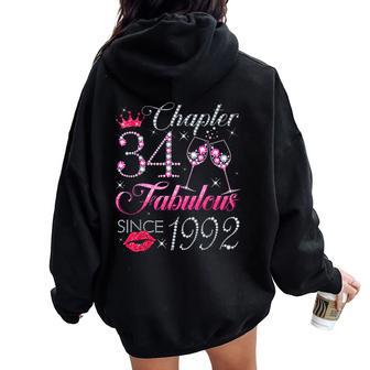 Chapter 34 Fabulous Since 1992 34Th Birthday For Women Women Oversized Hoodie Back Print - Thegiftio UK