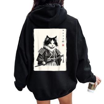 Chatamouraï Fantaisie Japonais Pour Hommes S Enfants Drôles Sweat à capuche oversize pour femme avec imprimé dans le dos - Cadeauxyz