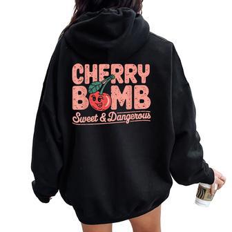 Cherry Bomb Cherries Roller Derby Retro 70S Women Oversized Hoodie Back Print - Thegiftio UK