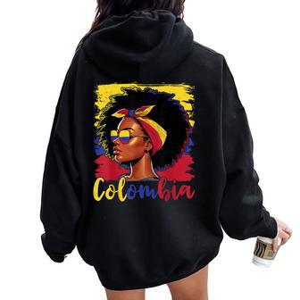 Chica Colombiana Bandera Colombia Orgullosa Afro Colombiana Es Women Oversized Hoodie Back Print - Regaloses