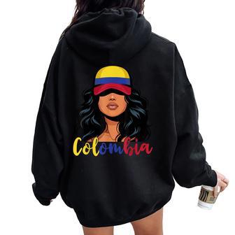 Chica Colombiana Bandera Colombia Orgullosa Colombiana Women Oversized Hoodie Back Print - Regaloses
