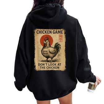 Chicken Game Japanese Boys Girls Graphic Women Oversized Hoodie Back Print - Thegiftio UK