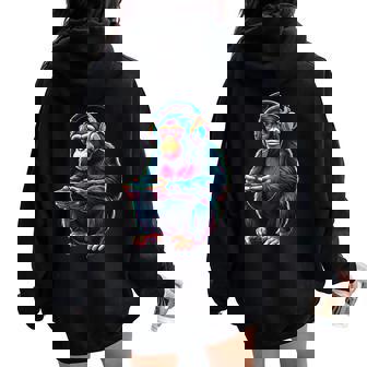 Chimpanzé Jeu Animal Jeuxidéo Chimpanzé Drôle Sweat à capuche oversize pour femme avec imprimé dans le dos - Cadeauxyz