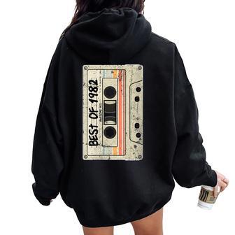 Cinta De Casete Retro Cumpleaños Nacidos 1982 Mejor De 1982 Cuello Women Oversized Hoodie Back Print - Regaloses