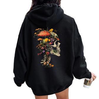 Colorful Skeleton Flower Botanical Women Oversized Hoodie Back Print - Thegiftio UK