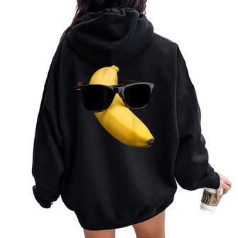 Cool Banana Con Gafas Deol Fruta Divertida Women Oversized Hoodie Back Print - Regaloses