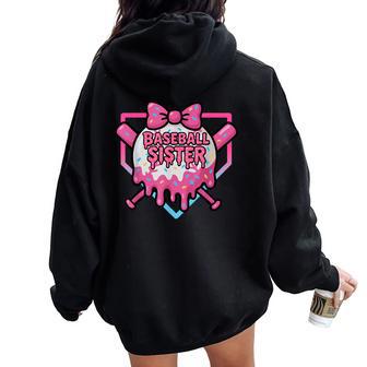 Cool Family Baseball Sister Love Cheer Melting Illustration Women Oversized Hoodie Back Print - Thegiftio UK