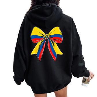 Coquette Bow Ecuador Flag Ecuadorian Girls Roots Pride Women Oversized Hoodie Back Print - Thegiftio UK