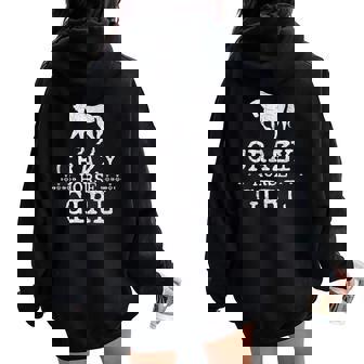 Crazy Horse Girl 、ストレスを感じたエクエストリアン愛好家へのギフト レディース オーバーサイズ パーカー バックプリント - Kawaiitshirt