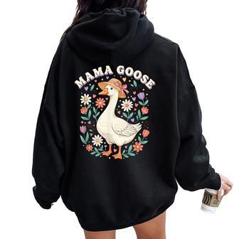 Cute Floral Mama Goose Coquette Mother's Day Silly Goose Women Oversized Hoodie Back Print - Thegiftio UK