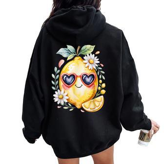 Cute Lemons Fruit Girls & Who Adore Loves Lemon Women Oversized Hoodie Back Print - Thegiftio UK